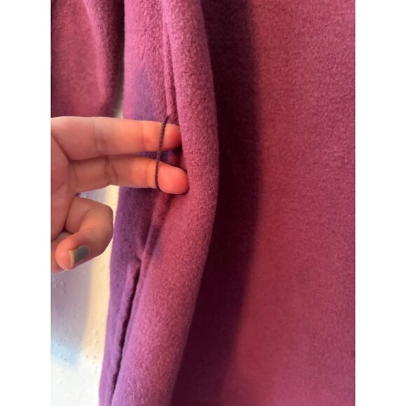 Massimo Dutti Womens Burgundy Wool Blend Long Coat Open Front Size M Side Pocket - Picture 11 of 11